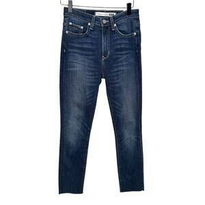 Lovers & Friends High Rise Skinny Jeans Raw Hem Dark Wash Size 26